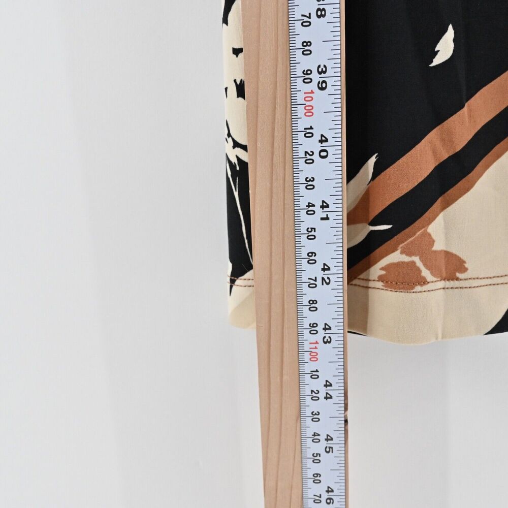 BCBGMAXAZRIA Dress‎ Sz L Brown Stripe Floral Collared Faux Wrap Long Sleeve Midi - Picture 10 of 12